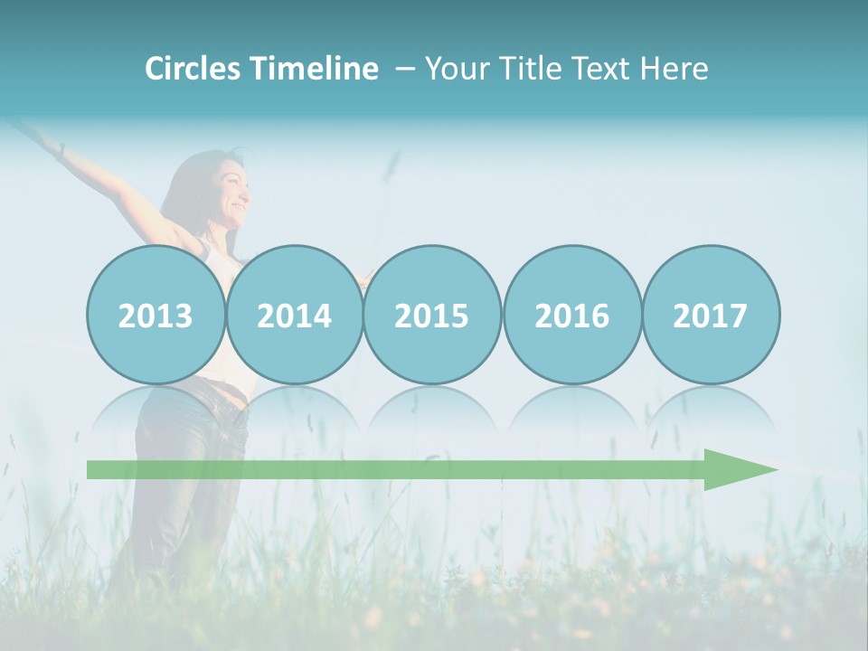 A Woman Standing In A Field With Her Arms Outstretched PowerPoint Template