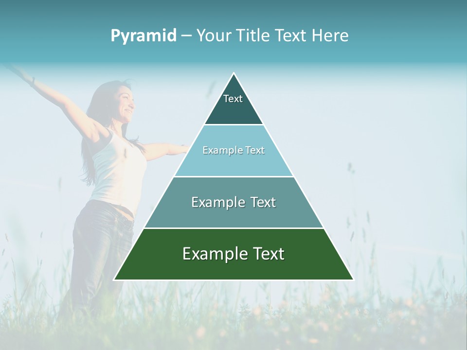 A Woman Standing In A Field With Her Arms Outstretched PowerPoint Template