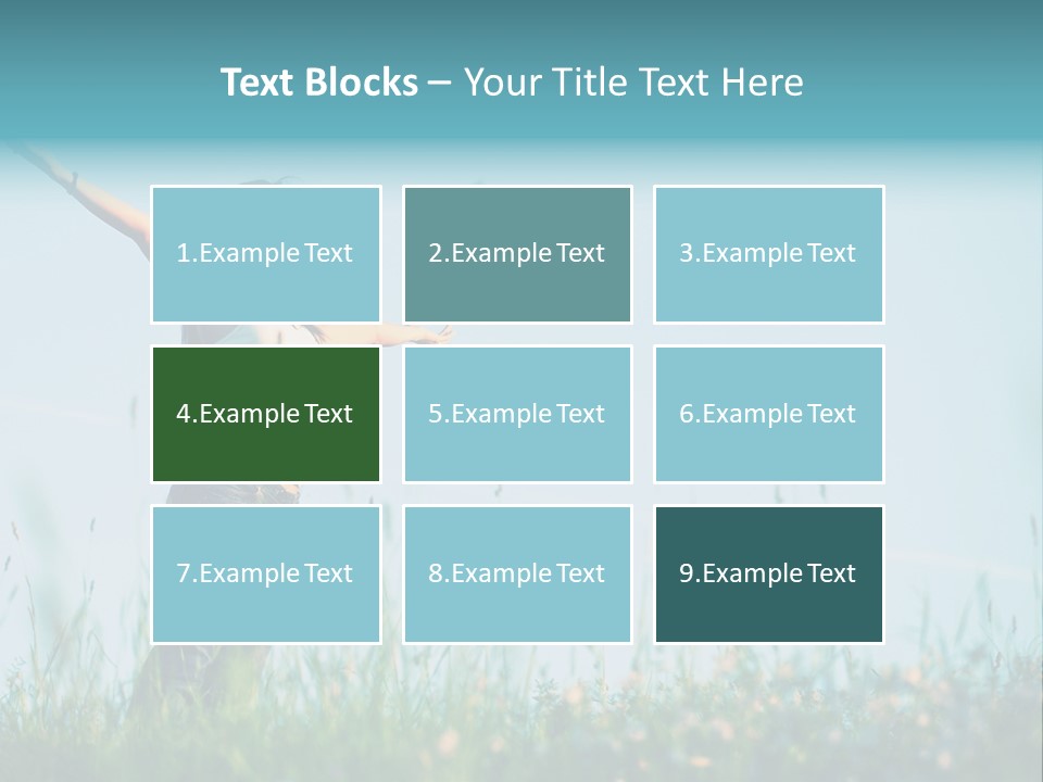 A Woman Standing In A Field With Her Arms Outstretched PowerPoint Template