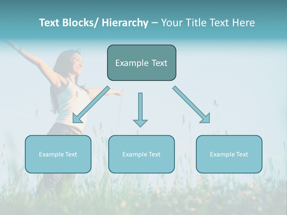 A Woman Standing In A Field With Her Arms Outstretched PowerPoint Template