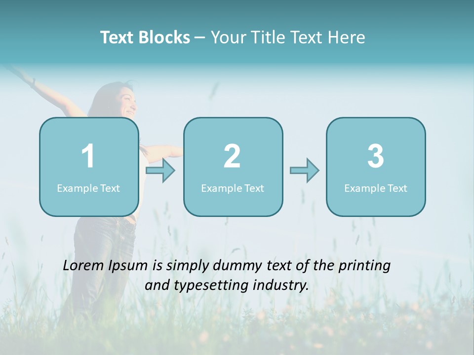 A Woman Standing In A Field With Her Arms Outstretched PowerPoint Template