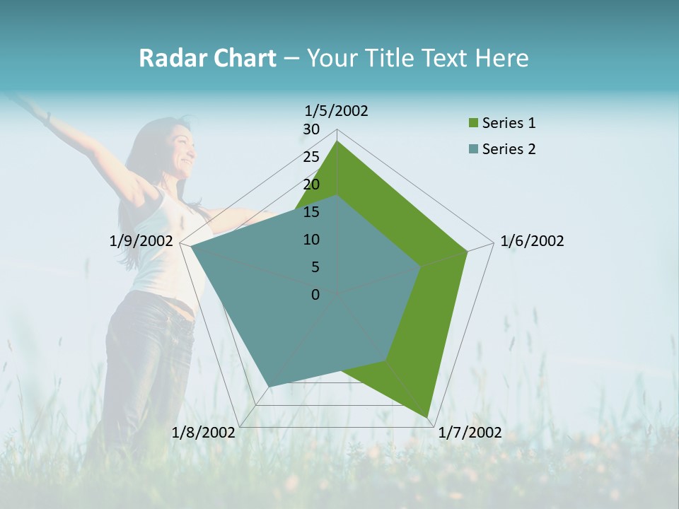 A Woman Standing In A Field With Her Arms Outstretched PowerPoint Template
