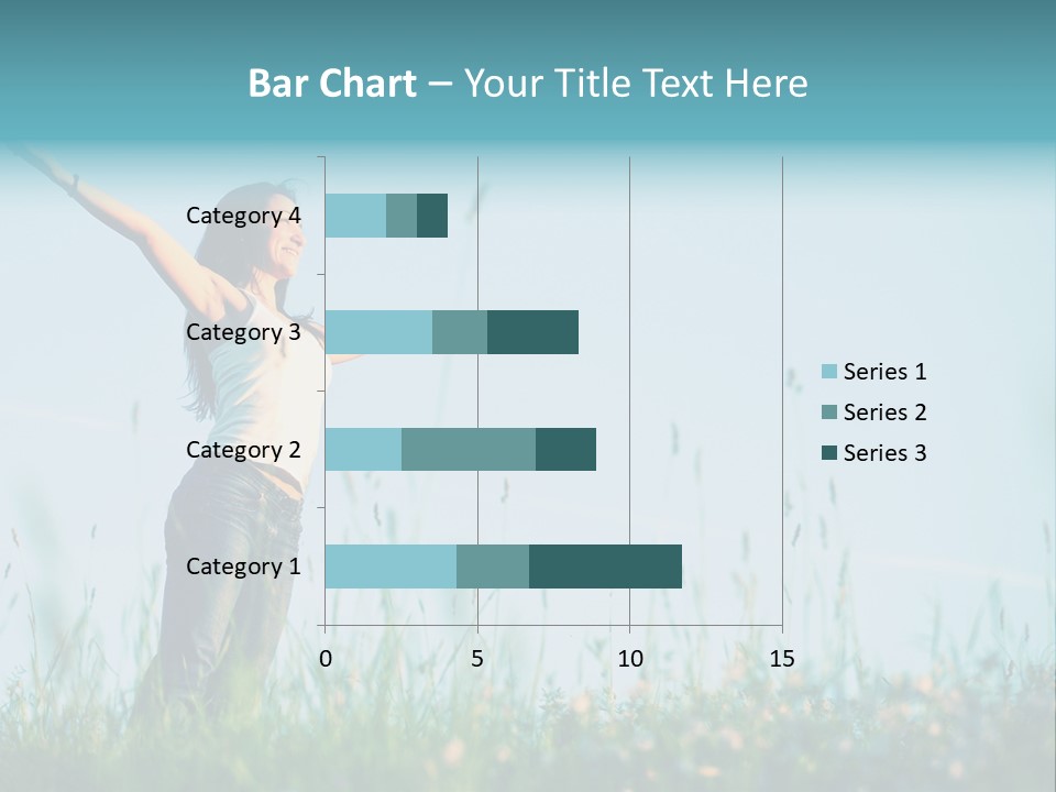 A Woman Standing In A Field With Her Arms Outstretched PowerPoint Template