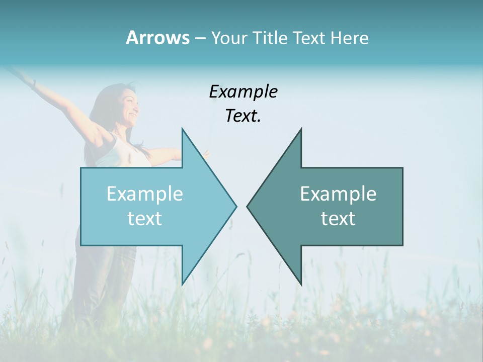 A Woman Standing In A Field With Her Arms Outstretched PowerPoint Template