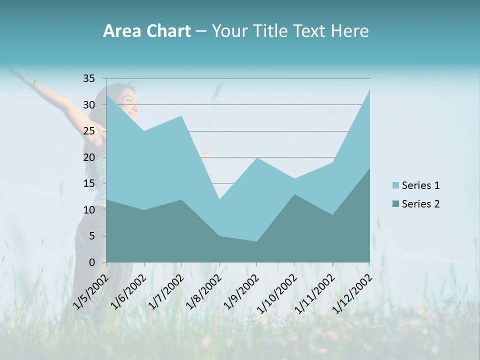 A Woman Standing In A Field With Her Arms Outstretched PowerPoint Template