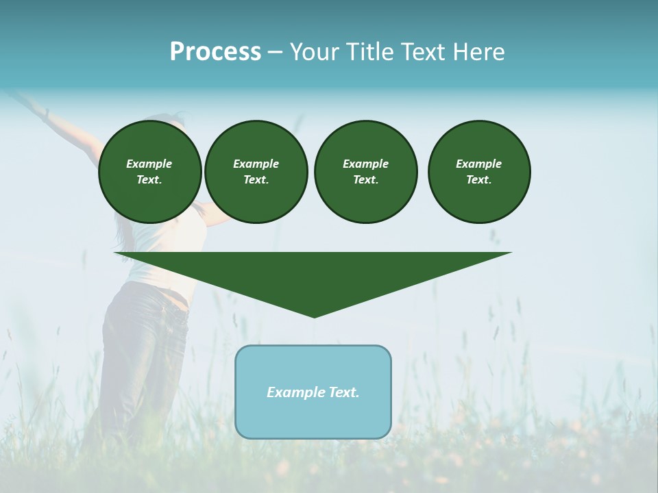 A Woman Standing In A Field With Her Arms Outstretched PowerPoint Template