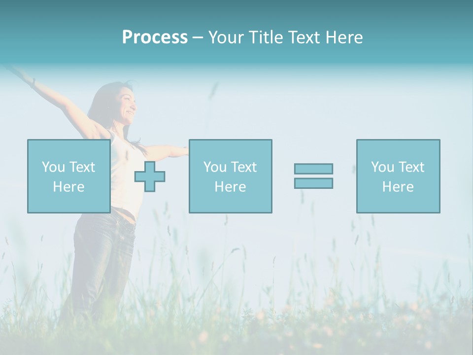 A Woman Standing In A Field With Her Arms Outstretched PowerPoint Template