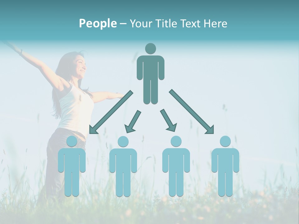 A Woman Standing In A Field With Her Arms Outstretched PowerPoint Template