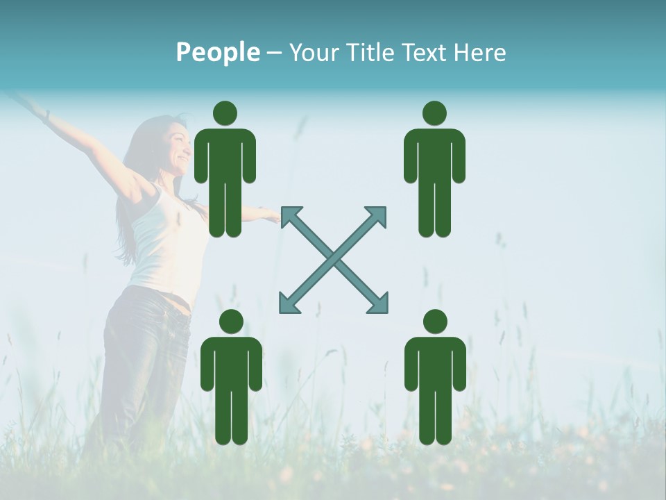 A Woman Standing In A Field With Her Arms Outstretched PowerPoint Template