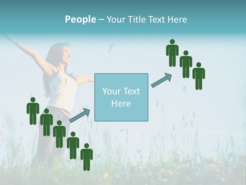 A Woman Standing In A Field With Her Arms Outstretched PowerPoint Template