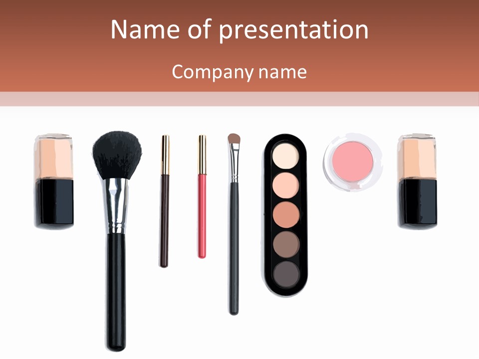 A Variety Of Makeup Products On A White Background PowerPoint Template
