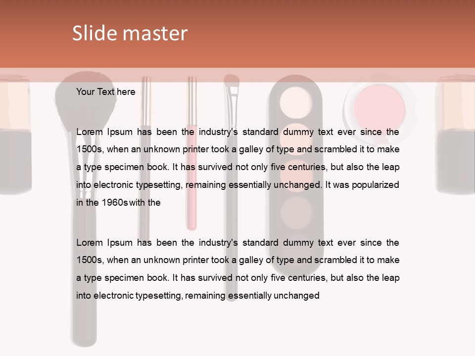 A Variety Of Makeup Products On A White Background PowerPoint Template