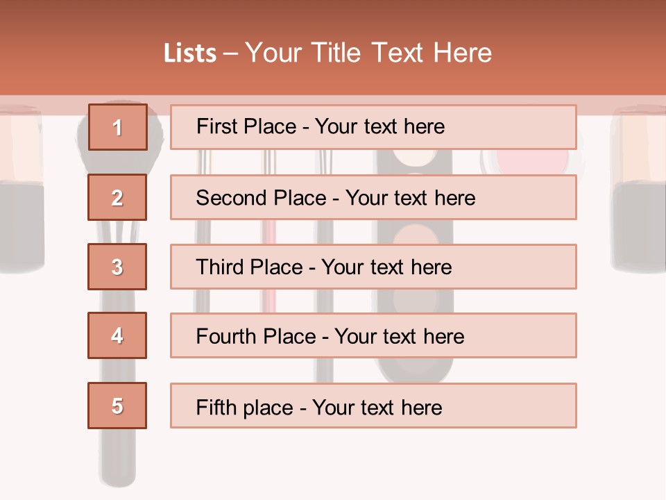 A Variety Of Makeup Products On A White Background PowerPoint Template