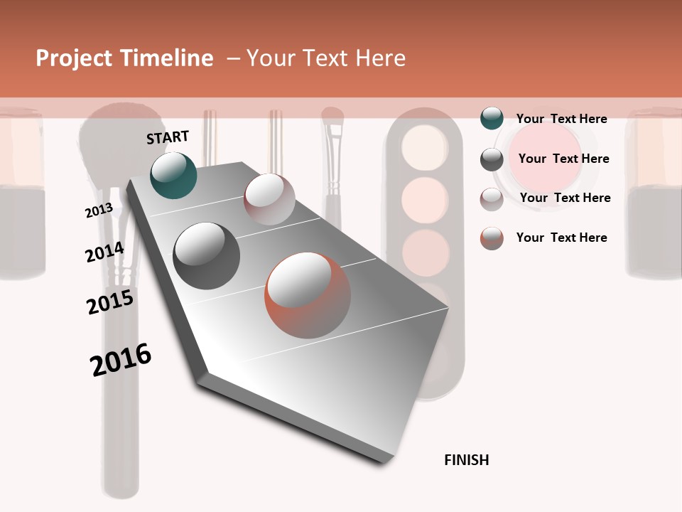 A Variety Of Makeup Products On A White Background PowerPoint Template