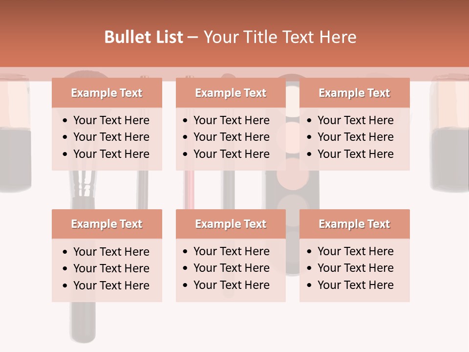 A Variety Of Makeup Products On A White Background PowerPoint Template