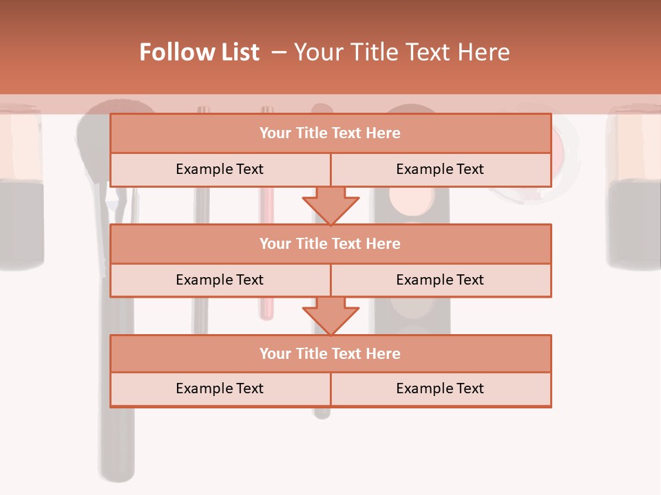 A Variety Of Makeup Products On A White Background PowerPoint Template