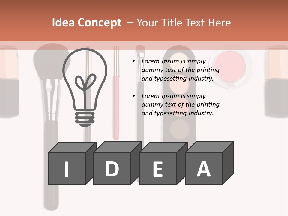 A Variety Of Makeup Products On A White Background PowerPoint Template