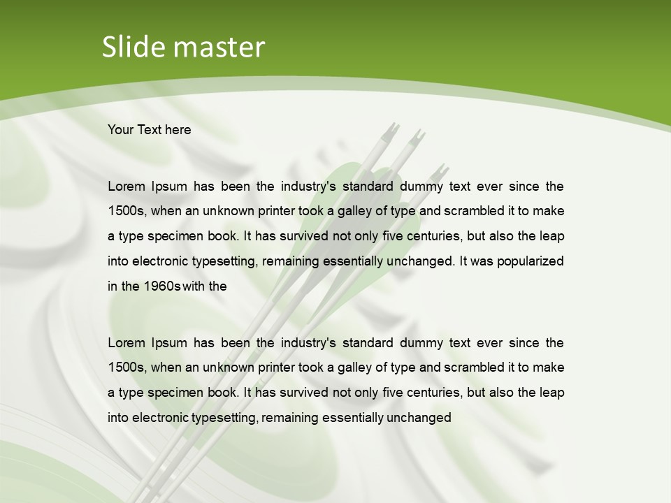 A Green Arrow On Top Of A Green Target PowerPoint Template