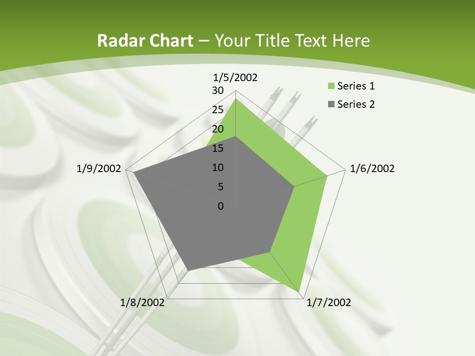 A Green Arrow On Top Of A Green Target PowerPoint Template