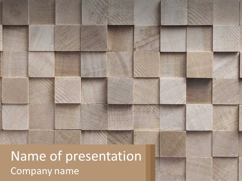A Wall Made Of Wooden Blocks With A Brown Background PowerPoint Template