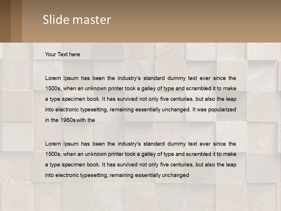 A Wall Made Of Wooden Blocks With A Brown Background PowerPoint Template