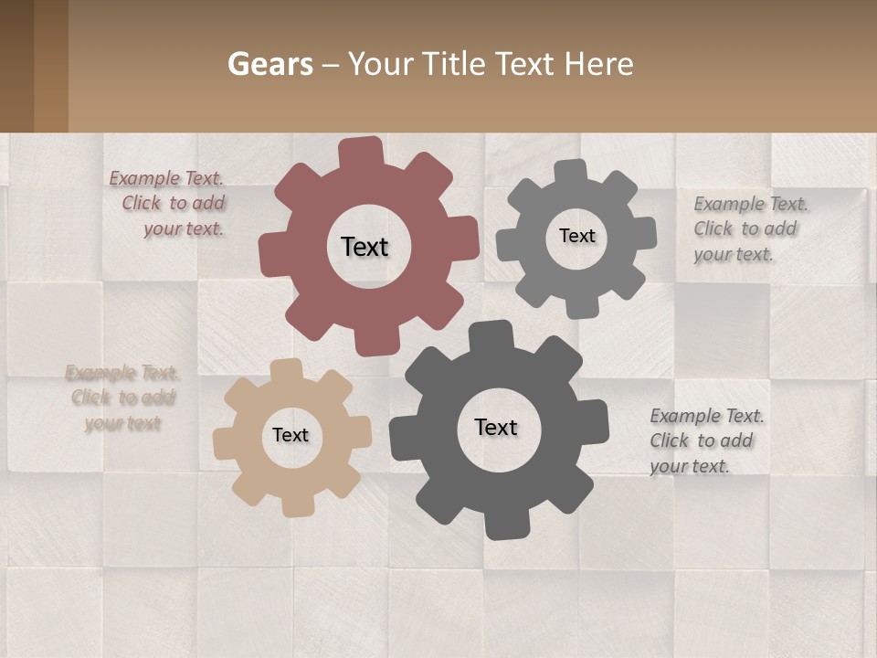 A Wall Made Of Wooden Blocks With A Brown Background PowerPoint Template