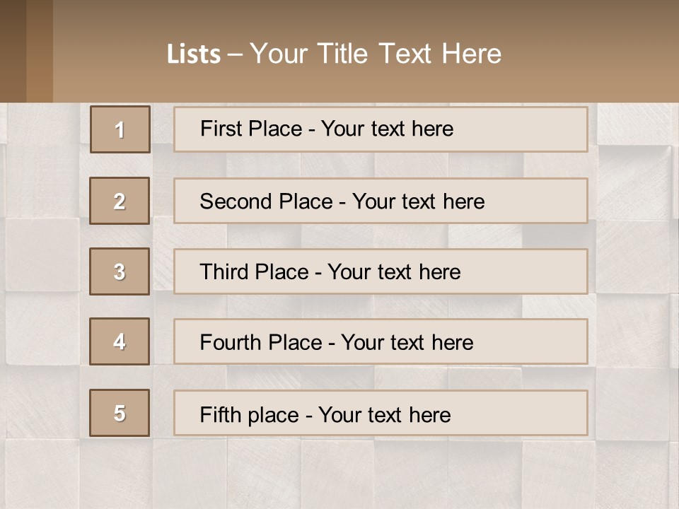 A Wall Made Of Wooden Blocks With A Brown Background PowerPoint Template