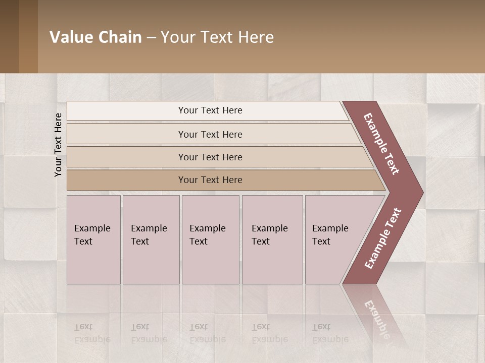 A Wall Made Of Wooden Blocks With A Brown Background PowerPoint Template