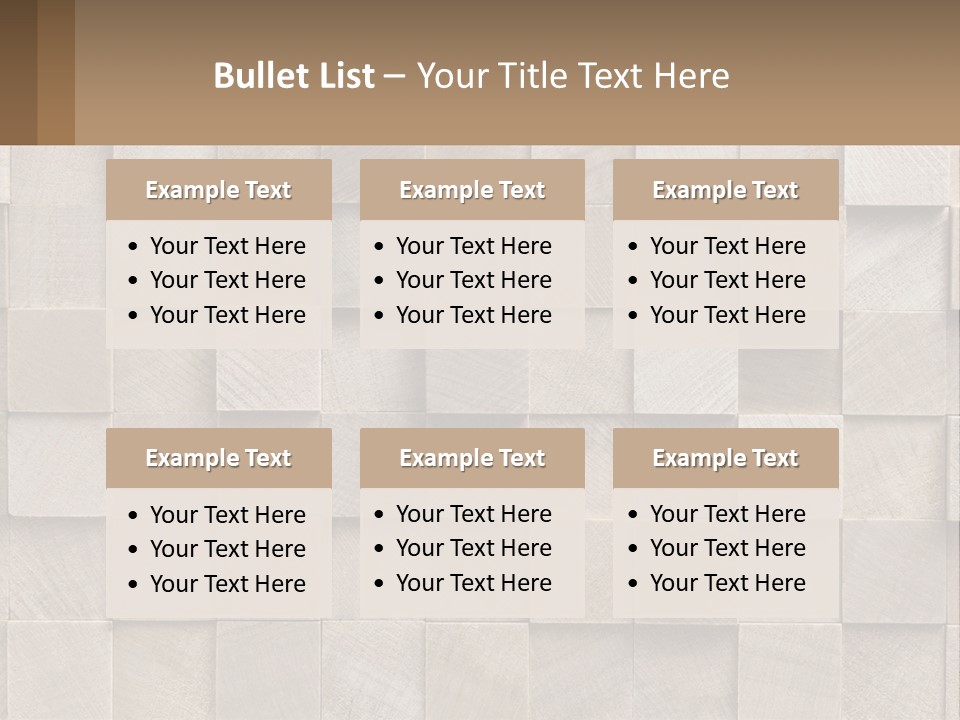 A Wall Made Of Wooden Blocks With A Brown Background PowerPoint Template
