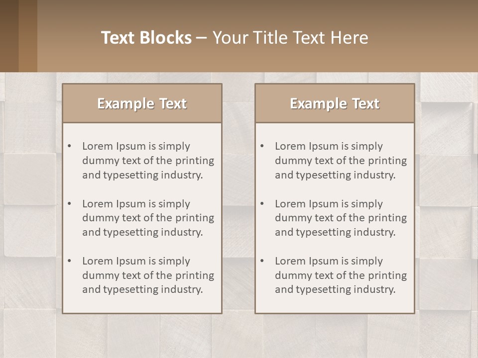 A Wall Made Of Wooden Blocks With A Brown Background PowerPoint Template