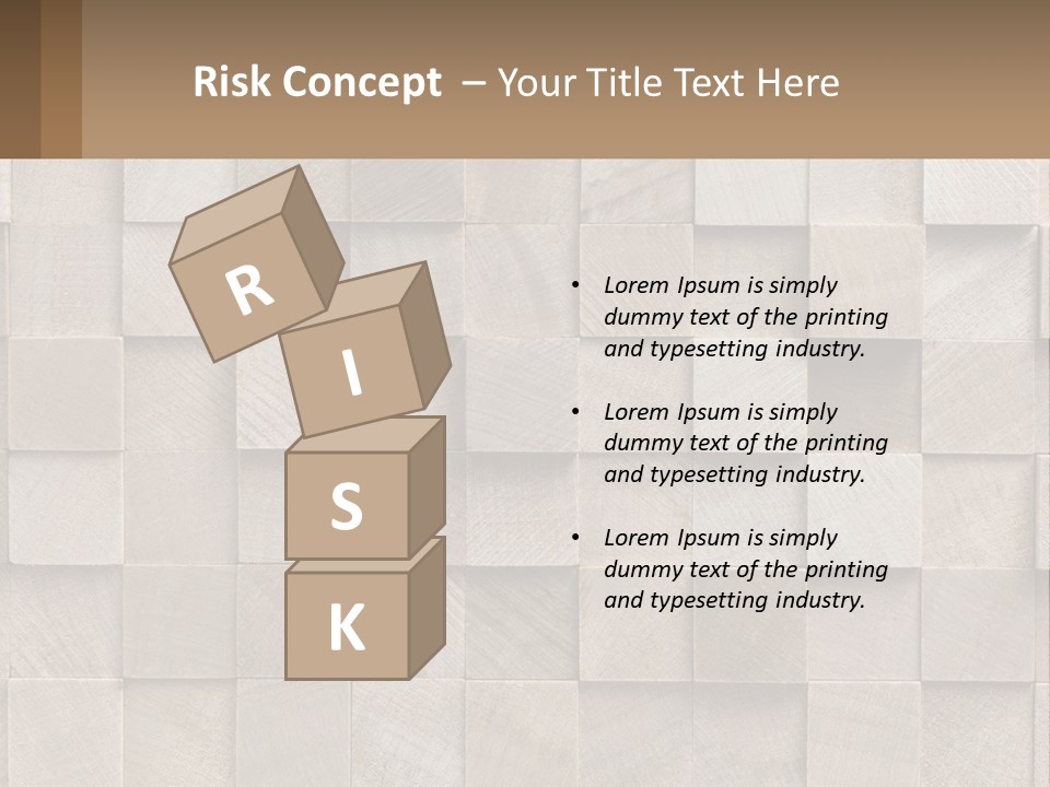 A Wall Made Of Wooden Blocks With A Brown Background PowerPoint Template