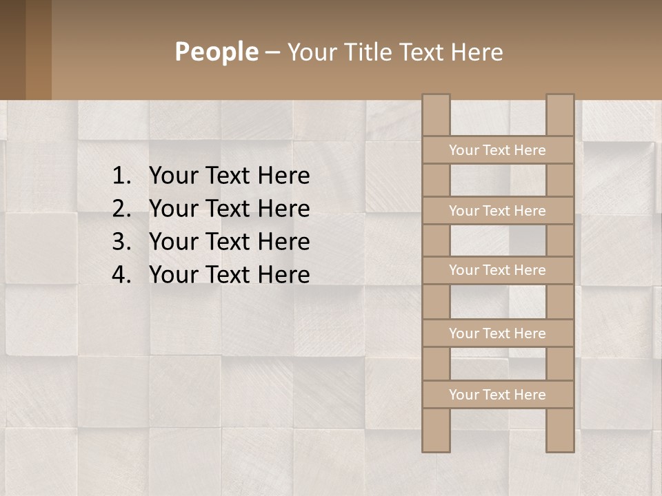 A Wall Made Of Wooden Blocks With A Brown Background PowerPoint Template