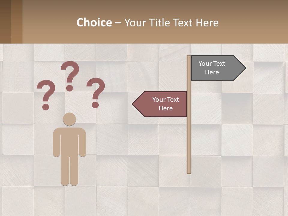 A Wall Made Of Wooden Blocks With A Brown Background PowerPoint Template