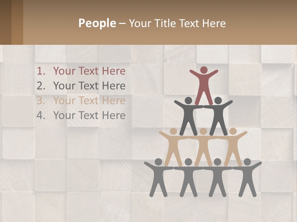 A Wall Made Of Wooden Blocks With A Brown Background PowerPoint Template