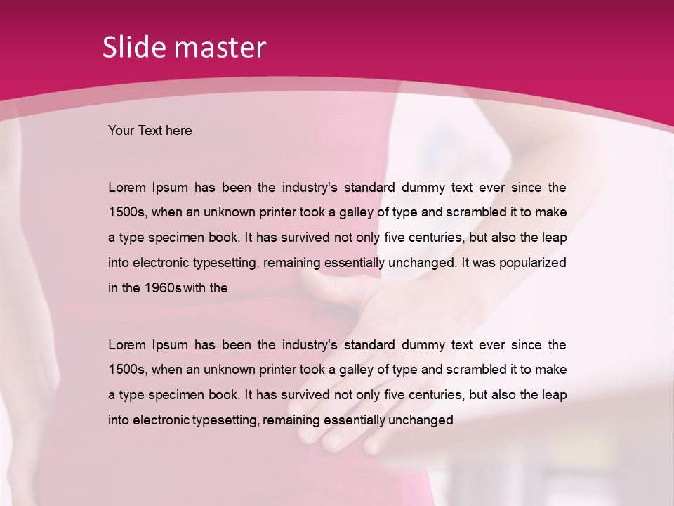 A Woman In A Pink Shirt Is Holding Her Stomach PowerPoint Template