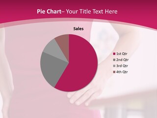 A Woman In A Pink Shirt Is Holding Her Stomach PowerPoint Template
