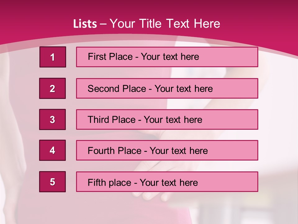 A Woman In A Pink Shirt Is Holding Her Stomach PowerPoint Template