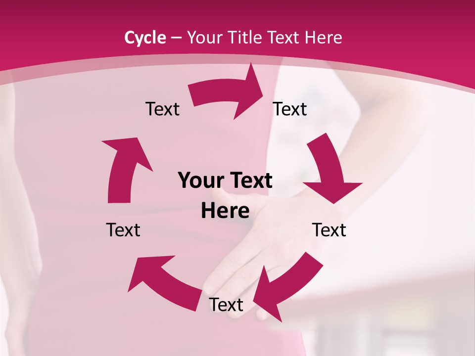 A Woman In A Pink Shirt Is Holding Her Stomach PowerPoint Template