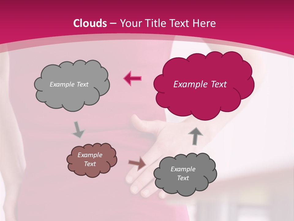 A Woman In A Pink Shirt Is Holding Her Stomach PowerPoint Template