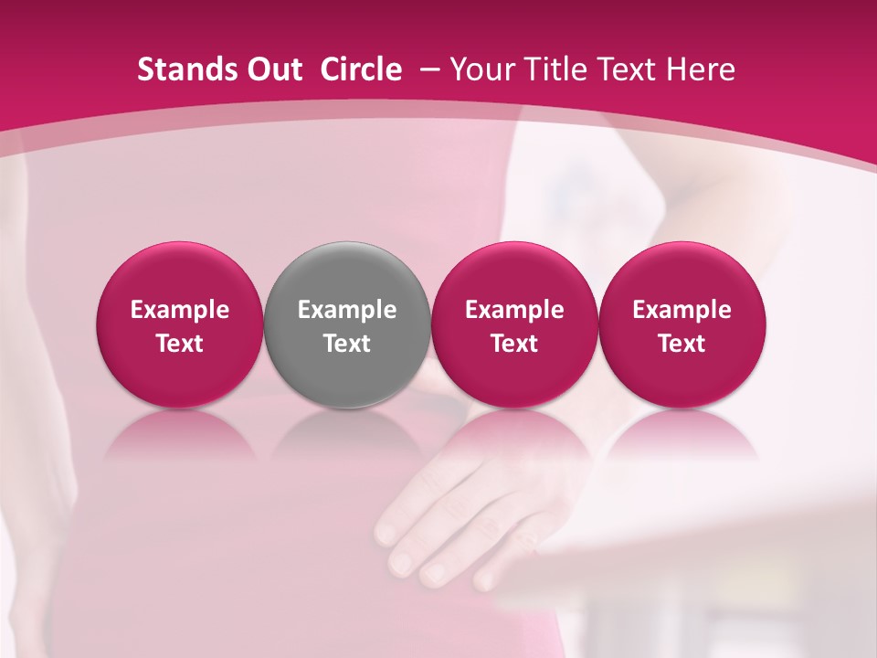 A Woman In A Pink Shirt Is Holding Her Stomach PowerPoint Template