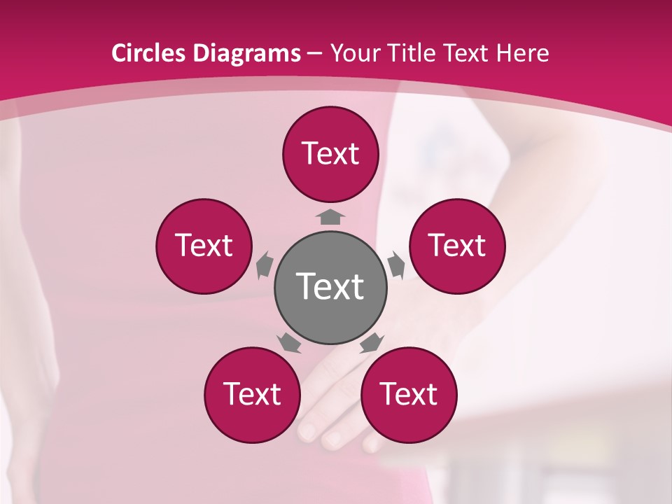 A Woman In A Pink Shirt Is Holding Her Stomach PowerPoint Template