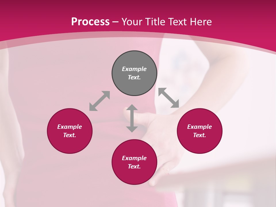A Woman In A Pink Shirt Is Holding Her Stomach PowerPoint Template