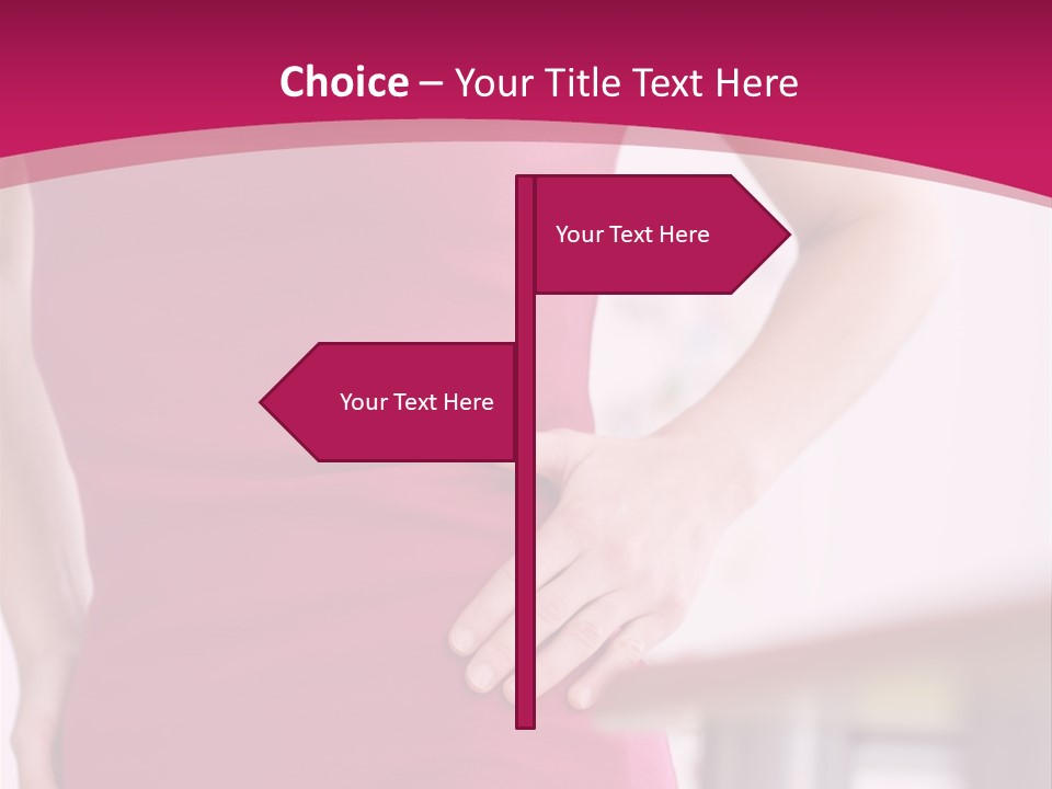A Woman In A Pink Shirt Is Holding Her Stomach PowerPoint Template
