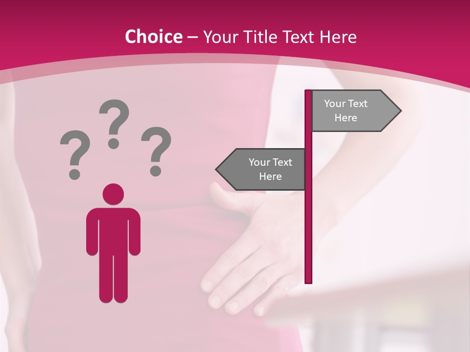 A Woman In A Pink Shirt Is Holding Her Stomach PowerPoint Template