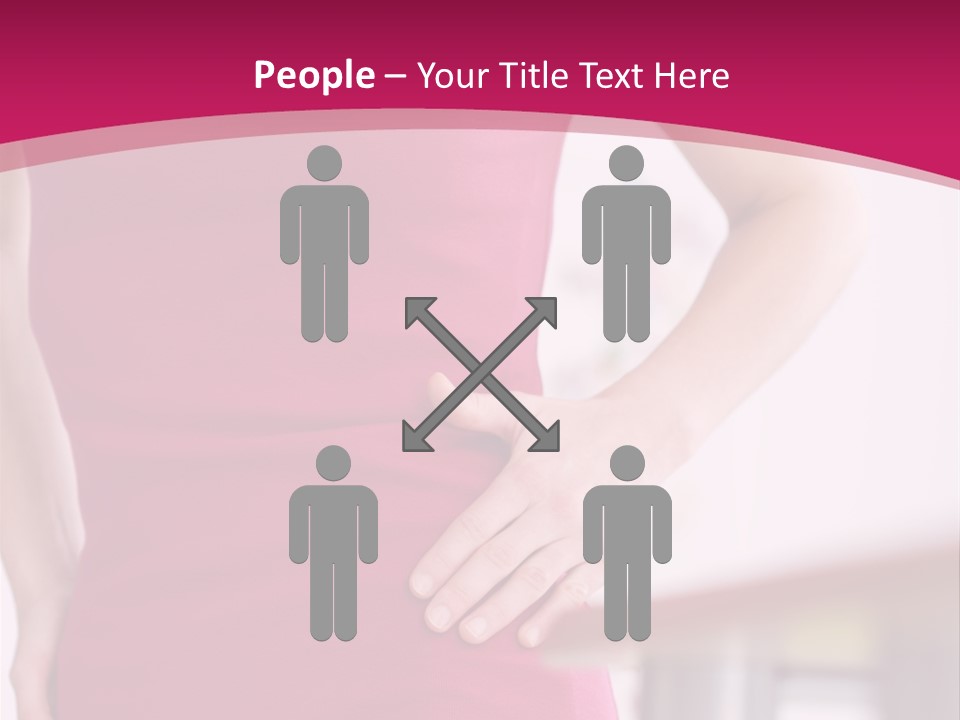 A Woman In A Pink Shirt Is Holding Her Stomach PowerPoint Template