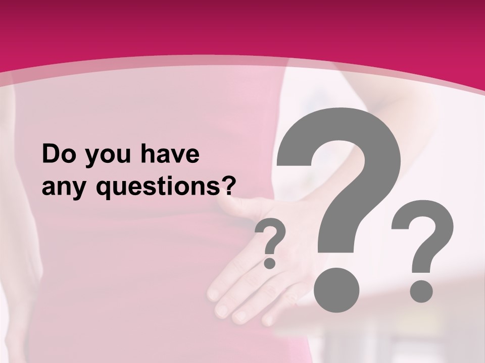 A Woman In A Pink Shirt Is Holding Her Stomach PowerPoint Template