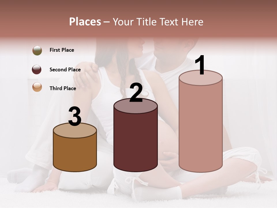 A Pregnant Couple Sitting On A Bed Together PowerPoint Template