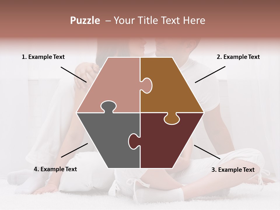 A Pregnant Couple Sitting On A Bed Together PowerPoint Template