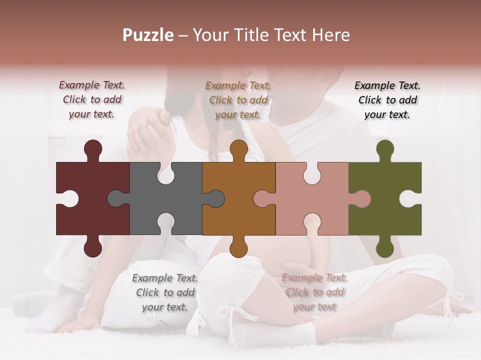 A Pregnant Couple Sitting On A Bed Together PowerPoint Template