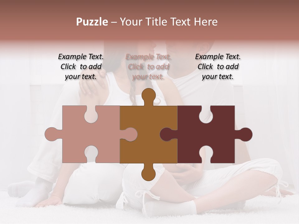 A Pregnant Couple Sitting On A Bed Together PowerPoint Template